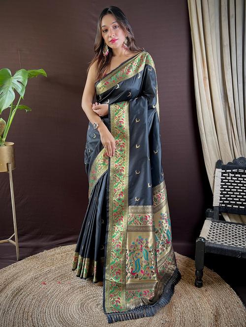 women self design paithani saree with blouse - 21712415 - Very Small Image - 1