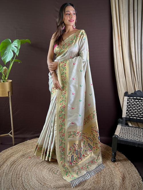 women self design paithani saree with blouse - 21712424 - Very Small Image - 1