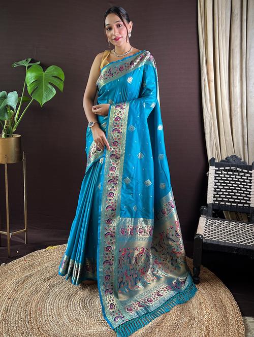 women self design paithani saree with blouse - 21712435 - Very Small Image - 1