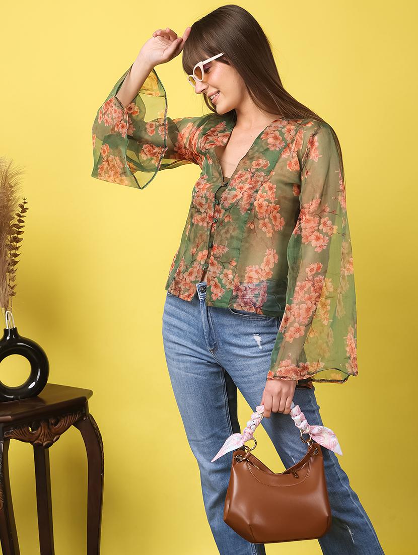 women printed long sleeve shirt - 21712516 - Zoom Image - 3