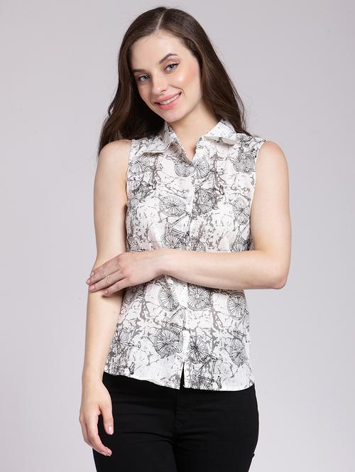 women printed sleeveless shirt - 21712550 - Very Small Image - 1