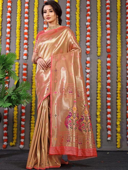 women self design paithani saree with blouse - 21712663 - Very Small Image - 1