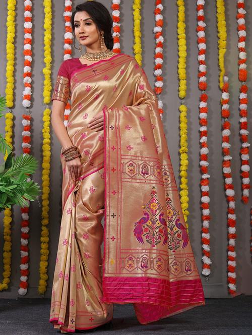 women self design paithani saree with blouse - 21712664 - Very Small Image - 1