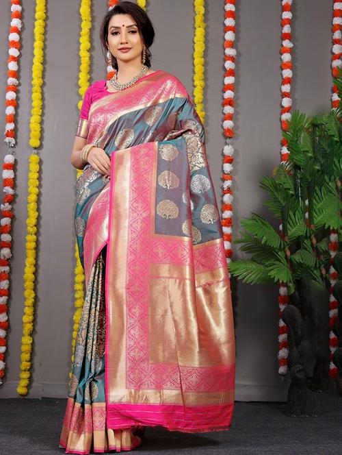 women self design banarasi saree with blouse - 21712730 - Very Small Image - 1