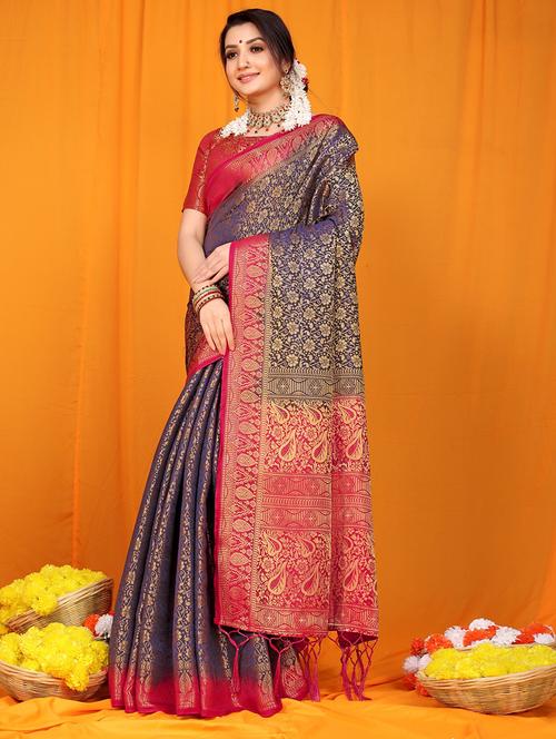 women self design banarasi saree with blouse - 21712742 - Very Small Image - 1