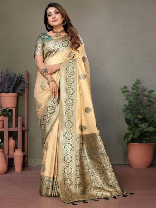 women self design banarasi saree with blouse - 21712796 - Very Small Image - 1