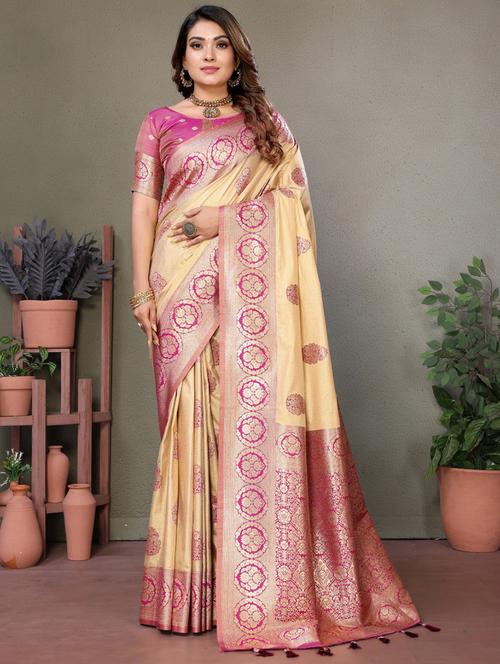women self design banarasi saree with blouse - 21712798 - Very Small Image - 1
