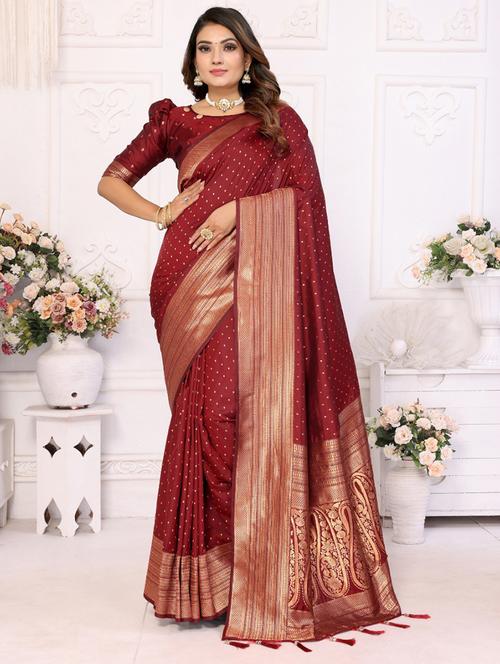 women self design banarasi saree with blouse - 21712849 - Very Small Image - 1