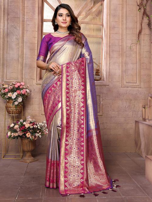 women self design banarasi saree with blouse - 21712878 - Very Small Image - 1