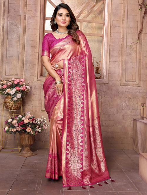 women self design banarasi saree with blouse - 21712881 - Very Small Image - 1