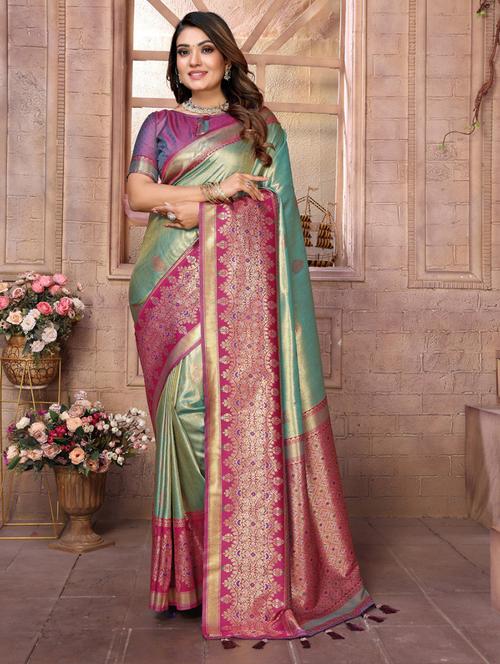 women self design banarasi saree with blouse - 21712882 - Very Small Image - 1