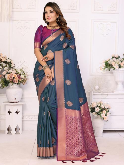 women self design banarasi saree with blouse - 21712918 - Very Small Image - 1