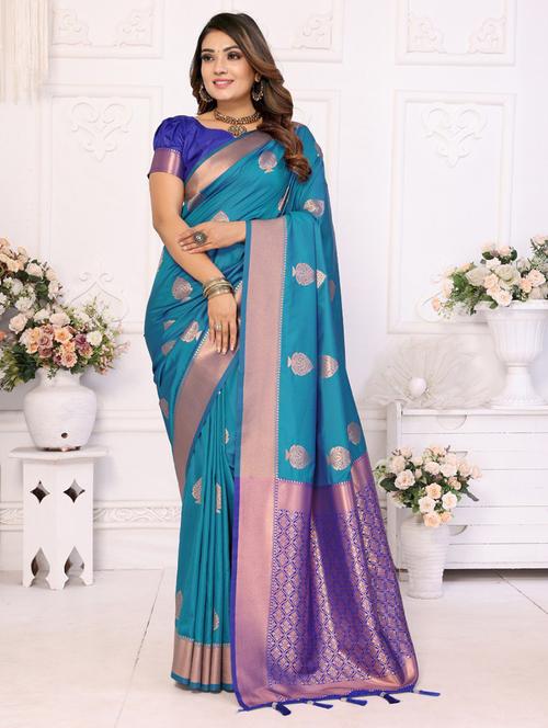 women self design banarasi saree with blouse - 21712919 - Very Small Image - 1