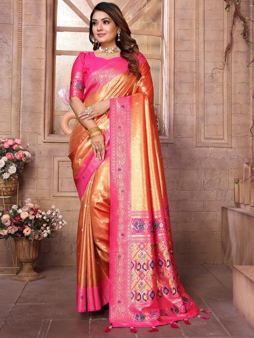 women self design paithani saree with blouse - 21712934 - Very Small Image - 1