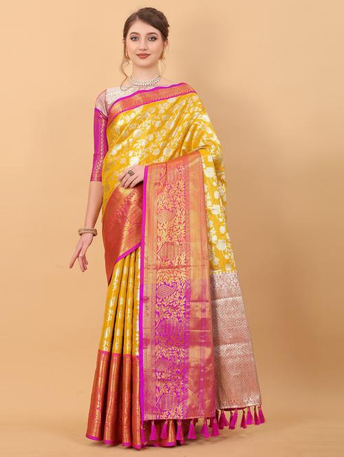 women self design banarasi saree with blouse - 21712996 - Very Small Image - 1