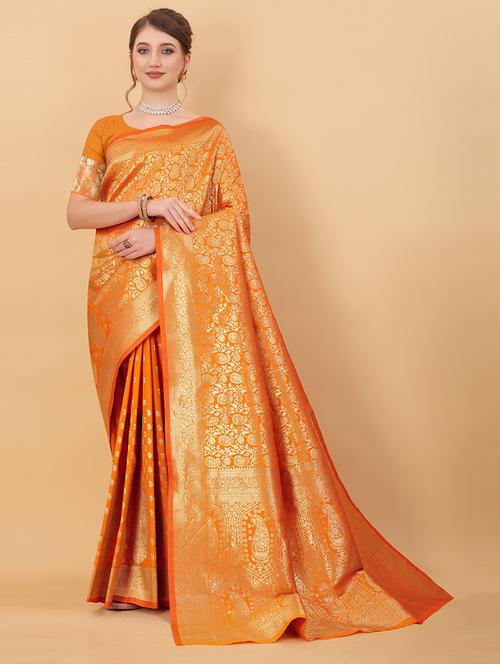 women self design banarasi saree with blouse - 21713013 - Very Small Image - 1