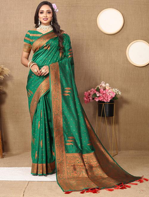 women self design banarasi saree with blouse - 21713055 - Very Small Image - 1