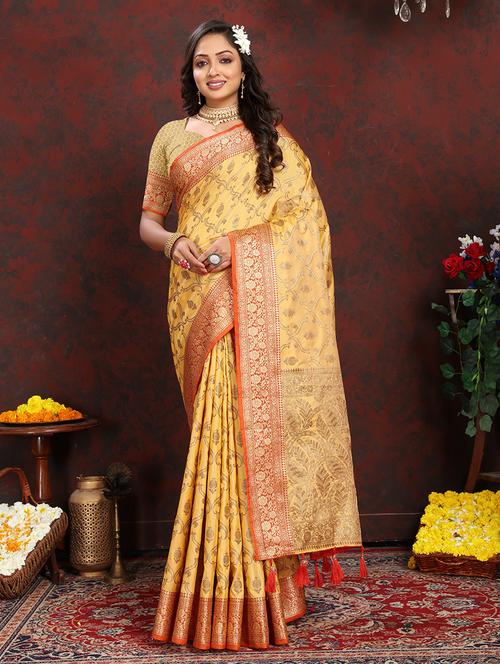 women self design bordered saree with blouse - 21713100 - Very Small Image - 1