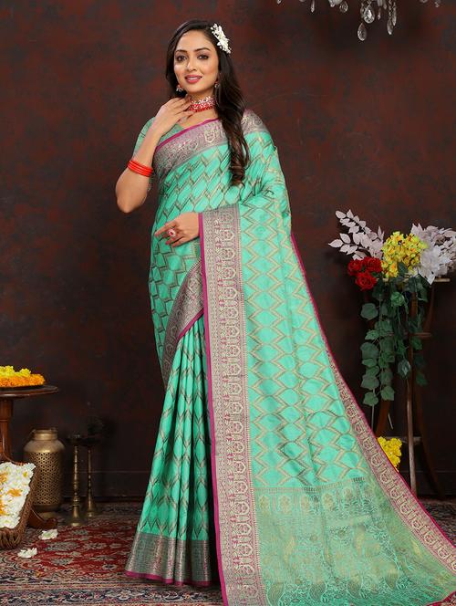 women self design banarasi saree with blouse - 21713105 - Very Small Image - 1