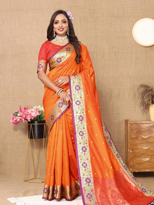 women self design paithani saree with blouse - 21713111 - Very Small Image - 1