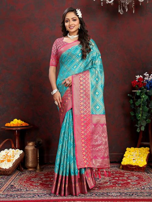women self design banarasi saree with blouse - 21713119 - Very Small Image - 1