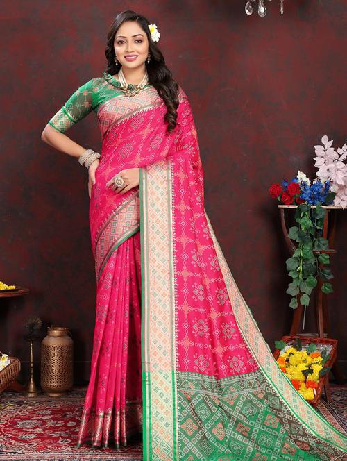 women self design patola saree with blouse - 21713134 - Very Small Image - 1