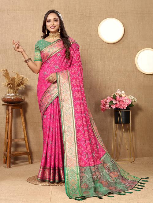 women self design patola saree with blouse - 21713145 - Very Small Image - 1