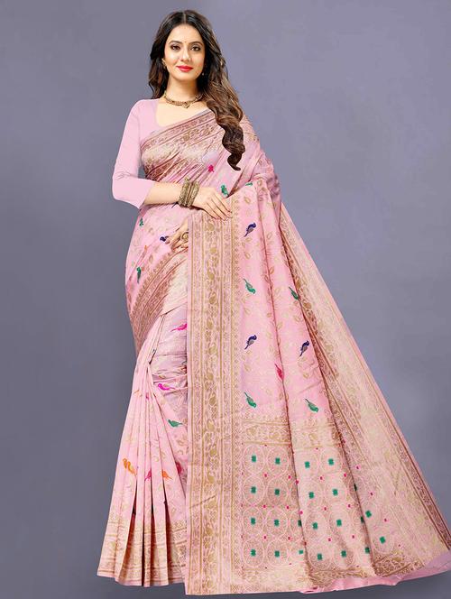 women self design banarasi saree with blouse - 21713175 - Very Small Image - 1