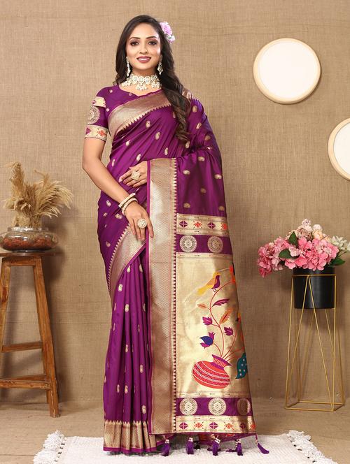 women self design paithani saree with blouse - 21713191 - Very Small Image - 1