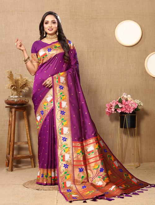 women self design paithani saree with blouse - 21713214 - Very Small Image - 1
