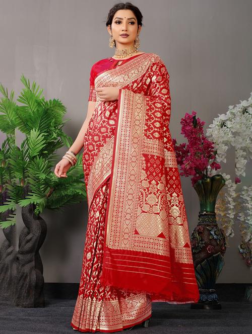women self design banarasi saree with blouse - 21713230 - Very Small Image - 1