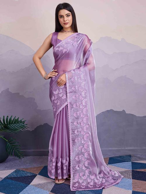 women sequin work embroidered saree with blouse - 21713569 - Very Small Image - 1