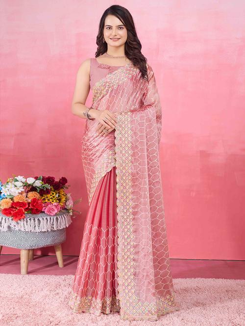 women sequin work embroidered saree with blouse - 21713571 - Very Small Image - 1