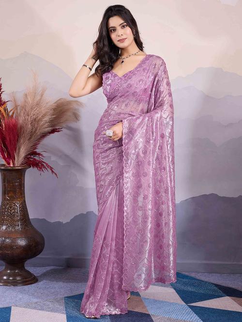women sequin work embellished saree with blouse - 21713583 - Very Small Image - 1