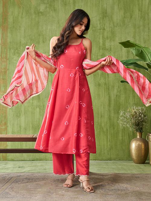 women printed shoulder strap kurta palazzo with dupatta set - 21713643 - Very Small Image - 1