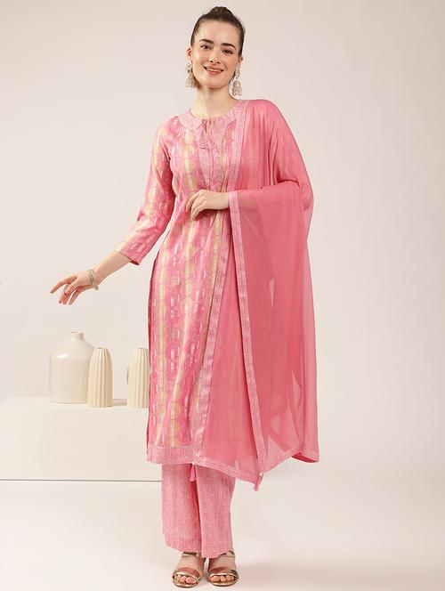 women pink printed kurta pant set with dupatta - 21713676 - Very Small Image - 1