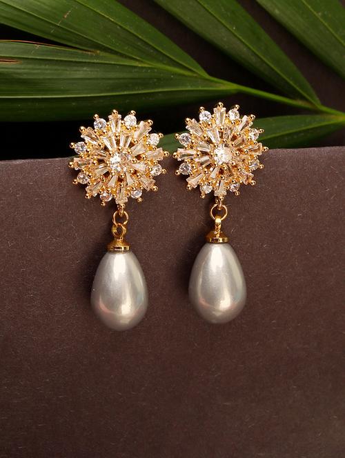 women drop style pearl stone studded earrings - 21713767 - Very Small Image - 1