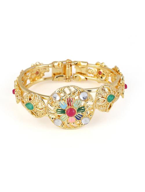 gold plated multicolor stone studded bangle - 21713837 - Very Small Image - 1
