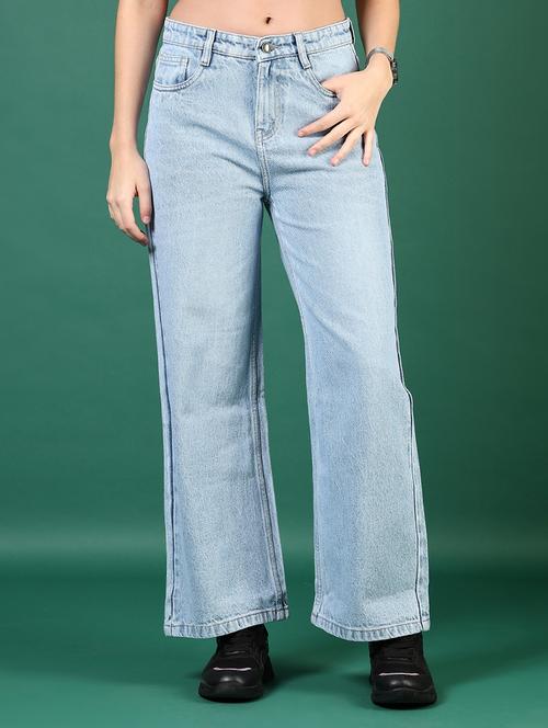women solid mid rise wide leg jean - 21713878 - Very Small Image - 1
