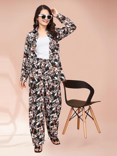 women abstract printed shirt & trouser co-ords set - 21714076 - Very Small Image - 1