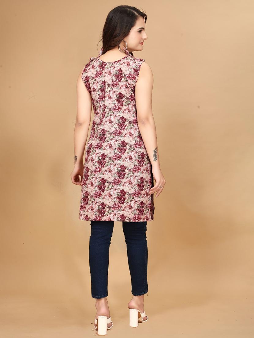 women floral printed sleeveless straight kurti - 21714080 - Zoom Image - 2