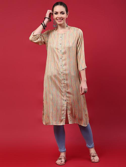 women printed three quarter sleeve straight kurta - 21714260 - Very Small Image - 1