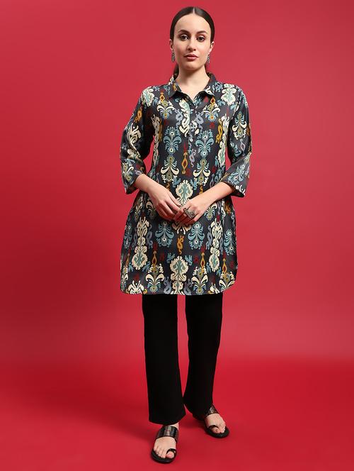 multi colored satin straight kurti - 21714262 - Very Small Image - 1