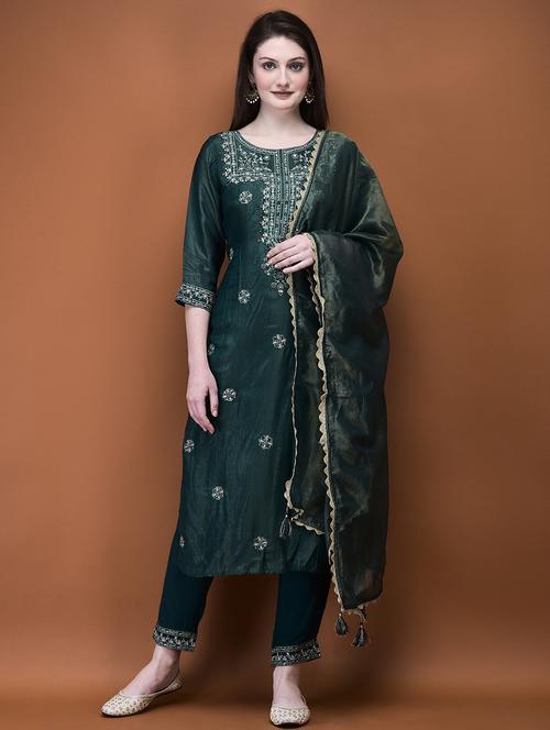 women three quarter sleeve kurta pant with dupatta set - 21714269 - Very Small Image - 1
