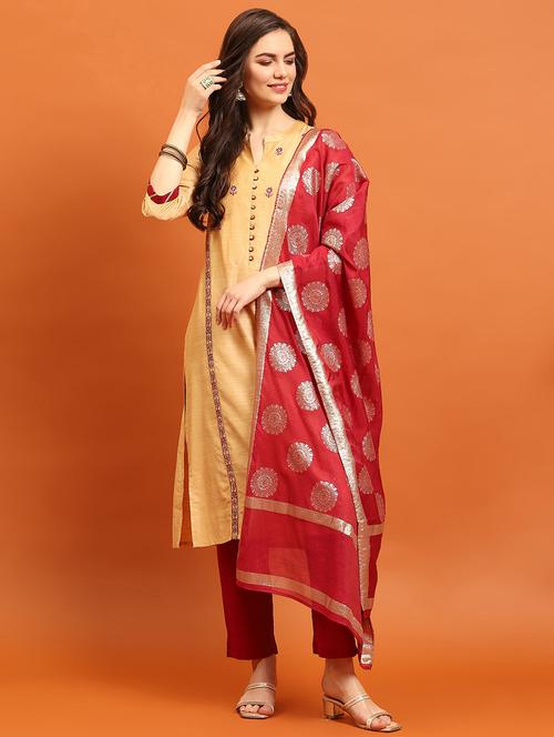women three quarter sleeve kurta pant with dupatta set - 21714281 - Very Small Image - 1