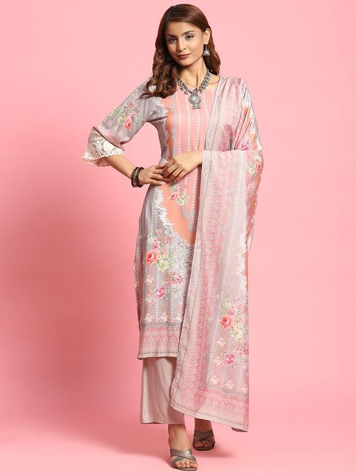 women three quarter sleeve kurta pant with dupatta set - 21714313 - Very Small Image - 1