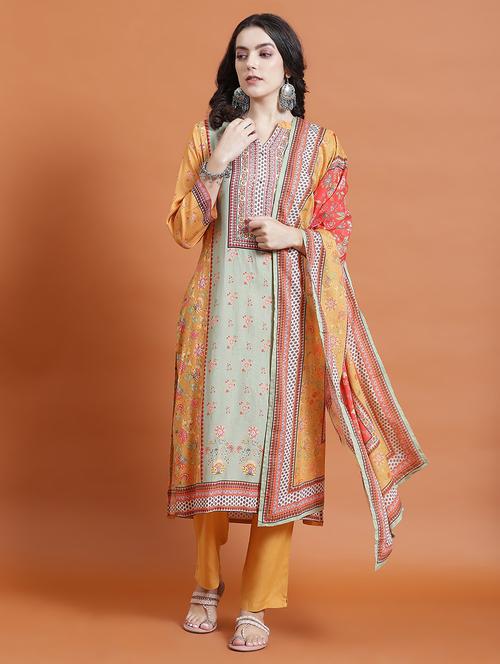 women three quarter sleeve kurta pant with dupatta set - 21714314 - Very Small Image - 1