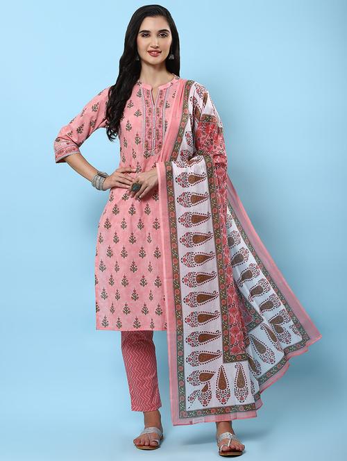 women three quarter sleeve kurta pant with dupatta set - 21714315 - Very Small Image - 1