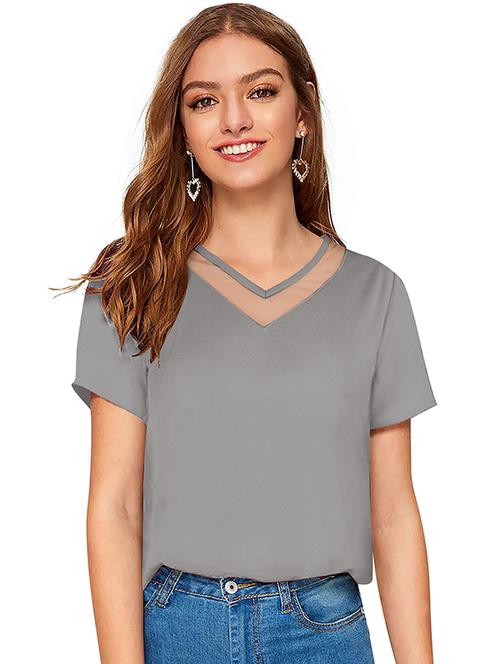 women solid short sleeve top - 21714909 - Very Small Image - 1
