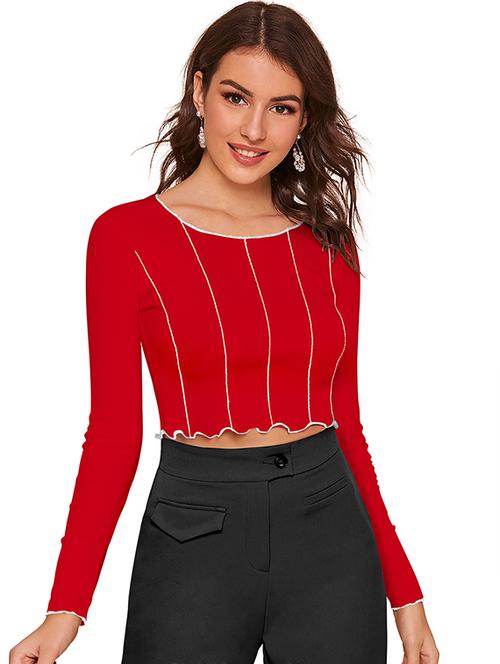 women striped long sleeve crop top - 21715001 - Very Small Image - 1